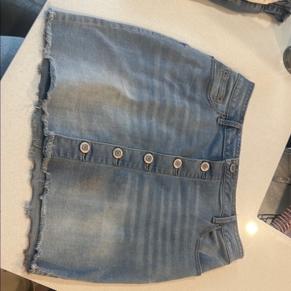 Denim Button-Front Skirt